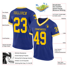 Load image into Gallery viewer, Custom Royal Gold-White Mesh Authentic Throwback Football Jersey