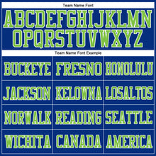 Load image into Gallery viewer, Custom Royal Neon Green-White Mesh Authentic Football Jersey