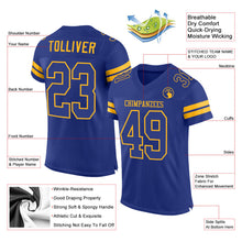 Load image into Gallery viewer, Custom Royal Royal-Gold Mesh Authentic Football Jersey