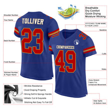 Load image into Gallery viewer, Custom Royal Red-Old Gold Mesh Authentic Football Jersey