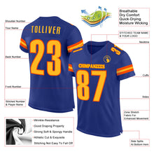Load image into Gallery viewer, Custom Royal Gold-Orange Mesh Authentic Football Jersey