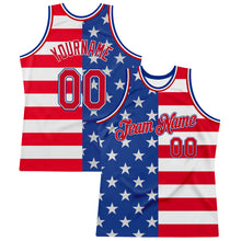 Load image into Gallery viewer, Custom Royal Red-White 3D Pattern Design American Flag Authentic Basketball Jersey