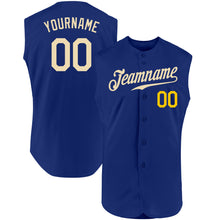 Load image into Gallery viewer, Custom Royal Cream-Gold Authentic Sleeveless Baseball Jersey