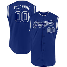 Load image into Gallery viewer, Custom Royal Royal-White Authentic Sleeveless Baseball Jersey