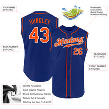 Load image into Gallery viewer, Custom Royal Orange-White Authentic Sleeveless Baseball Jersey
