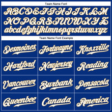 Load image into Gallery viewer, Custom Royal White-Old Gold Authentic Sleeveless Baseball Jersey