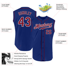 Load image into Gallery viewer, Custom Royal Crimson-White Authentic Sleeveless Baseball Jersey