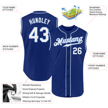 Load image into Gallery viewer, Custom Royal White-Light Blue Authentic Sleeveless Baseball Jersey