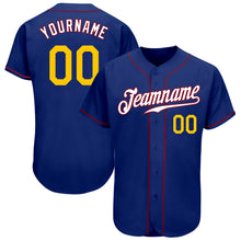 Load image into Gallery viewer, Custom Royal Gold-Crimson Authentic Baseball Jersey