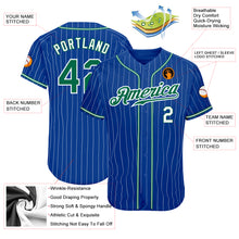 Load image into Gallery viewer, Custom Royal White Pinstripe Kelly Green-White Authentic Baseball Jersey