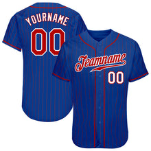 Load image into Gallery viewer, Custom Royal Red Pinstripe Red-White Authentic Baseball Jersey