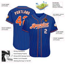 Load image into Gallery viewer, Custom Royal Orange Pinstripe Orange-White Authentic Baseball Jersey