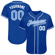 Load image into Gallery viewer, Custom Royal Light Blue Pinstripe Light Blue-White Authentic Baseball Jersey