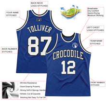 Load image into Gallery viewer, Custom Royal White-Black Authentic Throwback Basketball Jersey