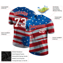 Load image into Gallery viewer, Custom Royal White-Red 3D American Flag Performance T-Shirt
