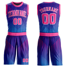 Load image into Gallery viewer, Custom Royal Pink-White Round Neck Sublimation Basketball Suit Jersey