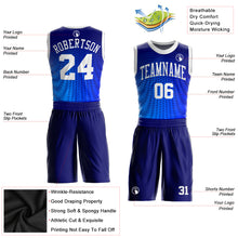 Load image into Gallery viewer, Custom Royal White-Navy Round Neck Sublimation Basketball Suit Jersey