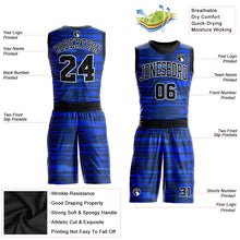 Load image into Gallery viewer, Custom Royal Black-White Round Neck Sublimation Basketball Suit Jersey