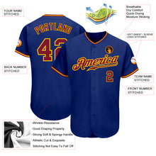 Load image into Gallery viewer, Custom Royal Crimson-Gold Authentic Baseball Jersey