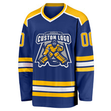 Load image into Gallery viewer, Custom Royal Gold-White Hockey Jersey