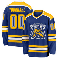 Load image into Gallery viewer, Custom Royal Gold-White Hockey Jersey