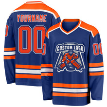 Load image into Gallery viewer, Custom Royal Orange-White Hockey Jersey