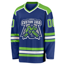 Load image into Gallery viewer, Custom Royal Neon Green-White Hockey Jersey