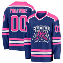 Load image into Gallery viewer, Custom Royal Pink-White Hockey Jersey
