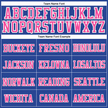 Load image into Gallery viewer, Custom Royal Pink-White Stitched Cuffed Knit Hat