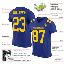 Load image into Gallery viewer, Custom Royal Gold Mesh Authentic Football Jersey