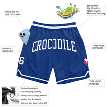 Load image into Gallery viewer, Custom Royal White Authentic Throwback Basketball Shorts