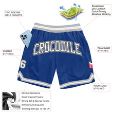 Load image into Gallery viewer, Custom Royal White Black-Gray Authentic Throwback Basketball Shorts