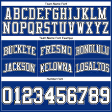 Load image into Gallery viewer, Custom Royal White Black-Gray Authentic Throwback Basketball Shorts