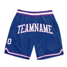 Load image into Gallery viewer, Custom Royal White-Purple Authentic Throwback Basketball Shorts