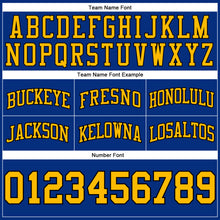 Load image into Gallery viewer, Custom Royal Gold-Black Authentic Throwback Basketball Shorts