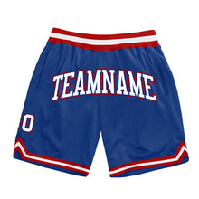 Load image into Gallery viewer, Custom Royal White-Red Authentic Throwback Basketball Shorts