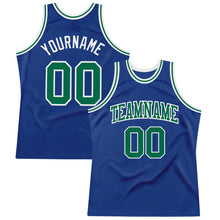 Load image into Gallery viewer, Custom Royal Kelly Green-White Authentic Throwback Basketball Jersey