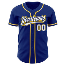 Load image into Gallery viewer, Custom Royal White-Gold Authentic Baseball Jersey