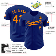 Load image into Gallery viewer, Custom Royal Bay Orange Authentic Baseball Jersey