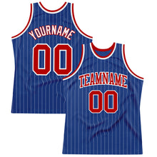 Load image into Gallery viewer, Custom Royal White Pinstripe Red-White Authentic Basketball Jersey