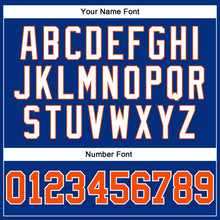 Load image into Gallery viewer, Custom Royal White Pinstripe Orange-White Authentic Basketball Jersey