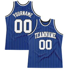 Load image into Gallery viewer, Custom Royal White Pinstripe White Gray-Black Authentic Basketball Jersey
