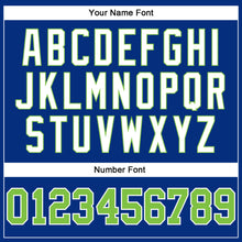 Load image into Gallery viewer, Custom Royal White Pinstripe Neon Green-White Authentic Basketball Jersey