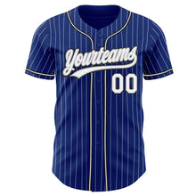 Load image into Gallery viewer, Custom Royal White Pinstripe White Gray-Black Authentic Baseball Jersey