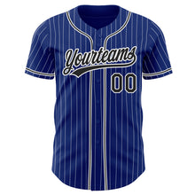 Load image into Gallery viewer, Custom Royal White Pinstripe Black Authentic Baseball Jersey