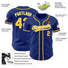 Load image into Gallery viewer, Custom Royal White Pinstripe Gold Authentic Baseball Jersey