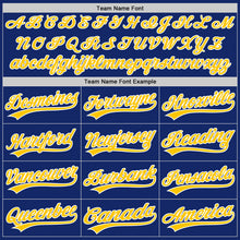 Load image into Gallery viewer, Custom Royal White Pinstripe Gold Authentic Baseball Jersey