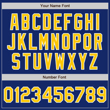 Load image into Gallery viewer, Custom Royal White Pinstripe Gold Authentic Baseball Jersey