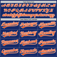Load image into Gallery viewer, Custom Royal White Pinstripe Orange Authentic Baseball Jersey