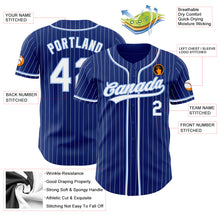 Load image into Gallery viewer, Custom Royal White Pinstripe White-Light Blue Authentic Baseball Jersey